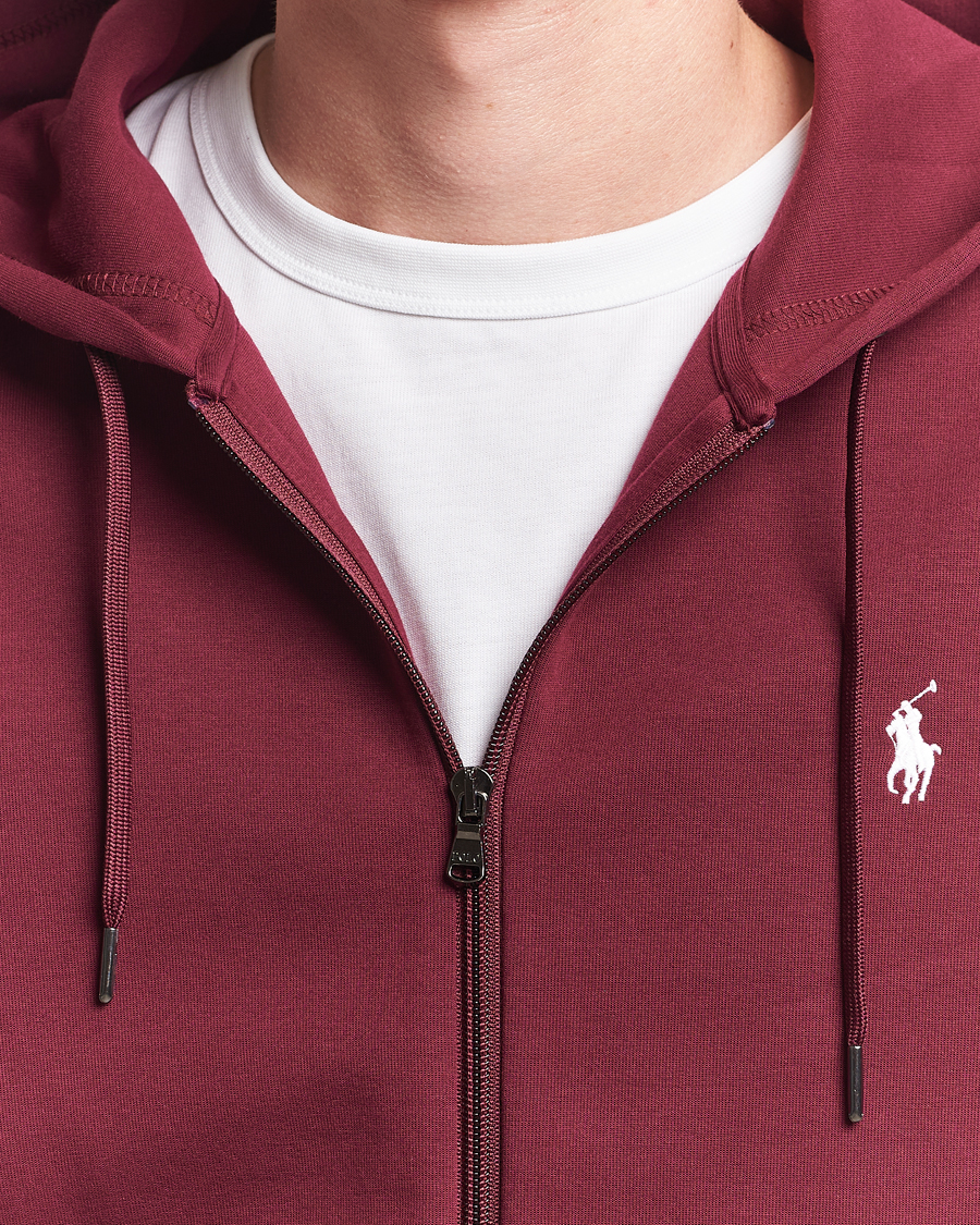 Men | Sweaters & Knitwear | Polo Ralph Lauren | Double Knitted Full-Zip Hoodie Classic Wine