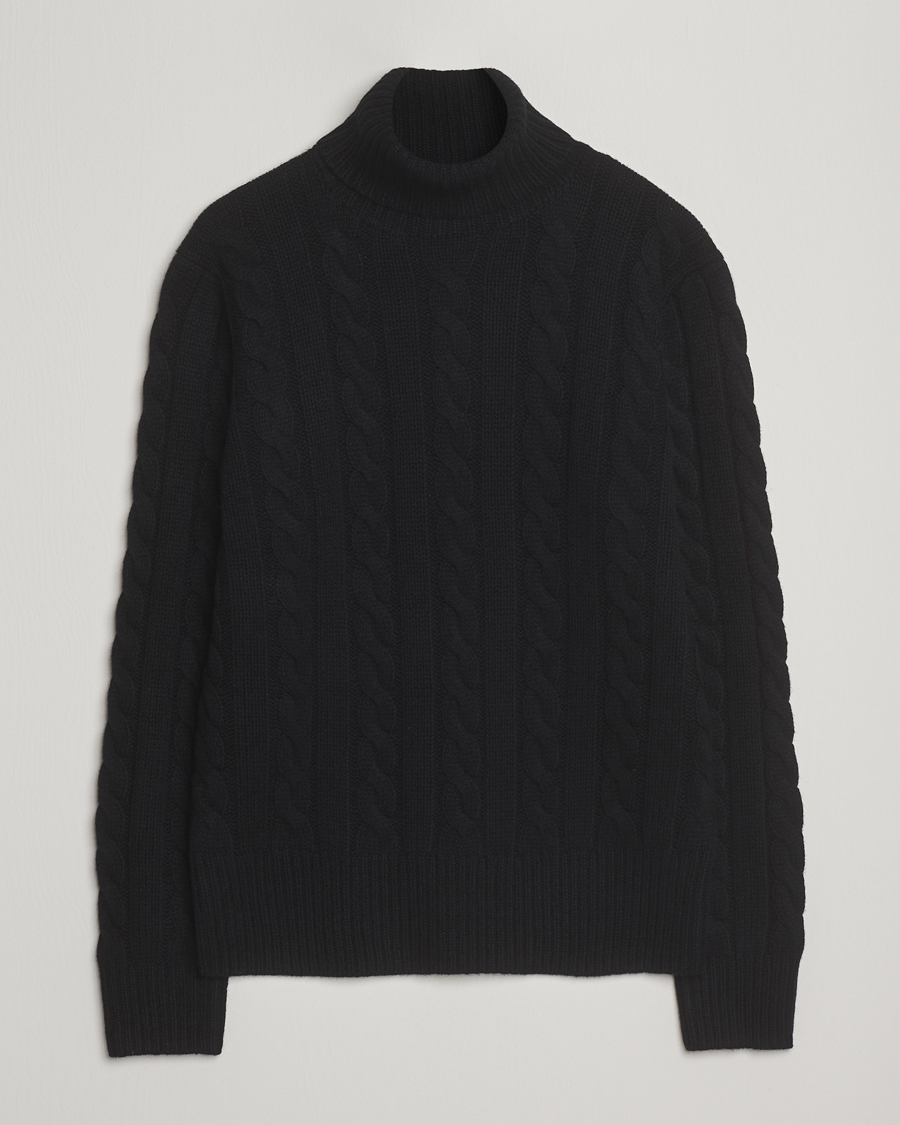 Men | Sweaters & Knitwear | Polo Ralph Lauren | Wool/Cashmere Cable Rollneck Polo Black