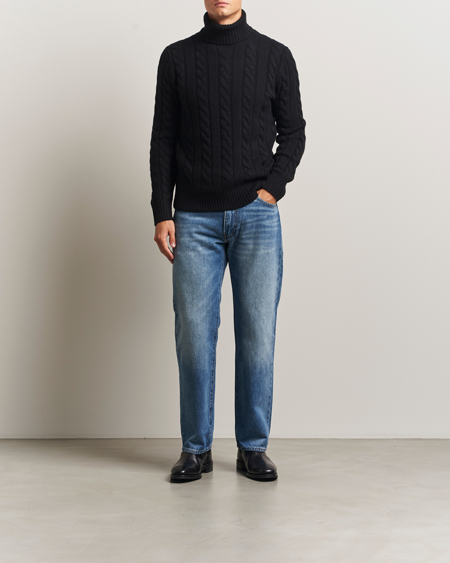 Men | Sweaters & Knitwear | Polo Ralph Lauren | Wool/Cashmere Cable Rollneck Polo Black