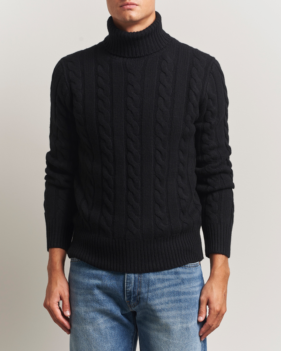 Men | Sweaters & Knitwear | Polo Ralph Lauren | Wool/Cashmere Cable Rollneck Polo Black