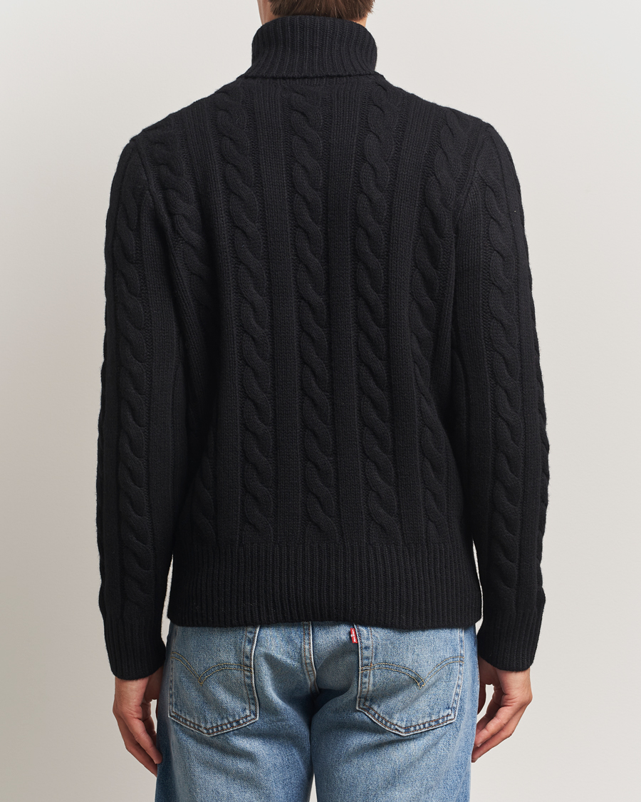 Men | Sweaters & Knitwear | Polo Ralph Lauren | Wool/Cashmere Cable Rollneck Polo Black