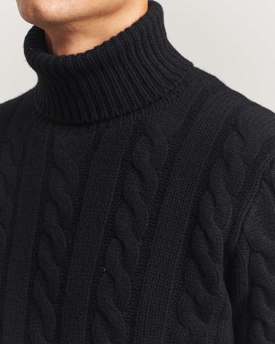 Men | Sweaters & Knitwear | Polo Ralph Lauren | Wool/Cashmere Cable Rollneck Polo Black