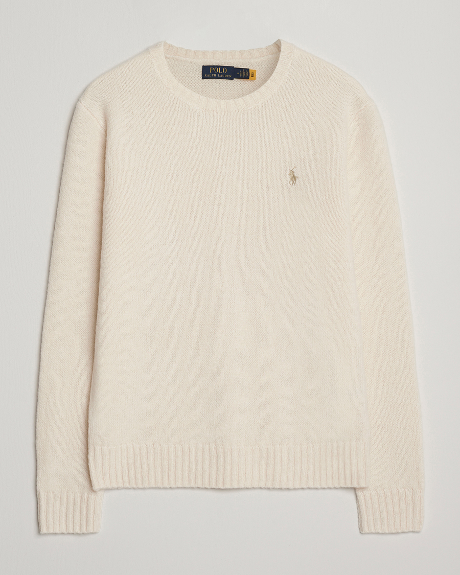 Men | Sweaters & Knitwear | Polo Ralph Lauren | Alpaca Crew Neck Sweater Cream Tonal