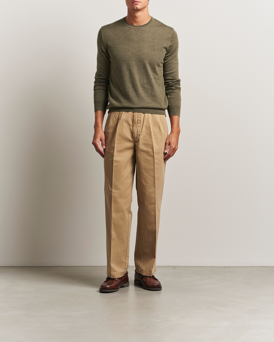 Men | Sweaters & Knitwear | Polo Ralph Lauren | Merino Crew Neck Pullover Cargo Olive Heather