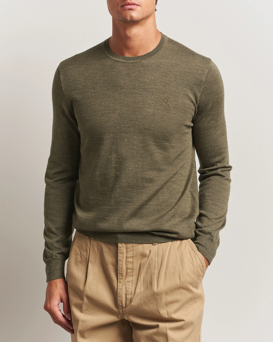 Men | Sweaters & Knitwear | Polo Ralph Lauren | Merino Crew Neck Pullover Cargo Olive Heather