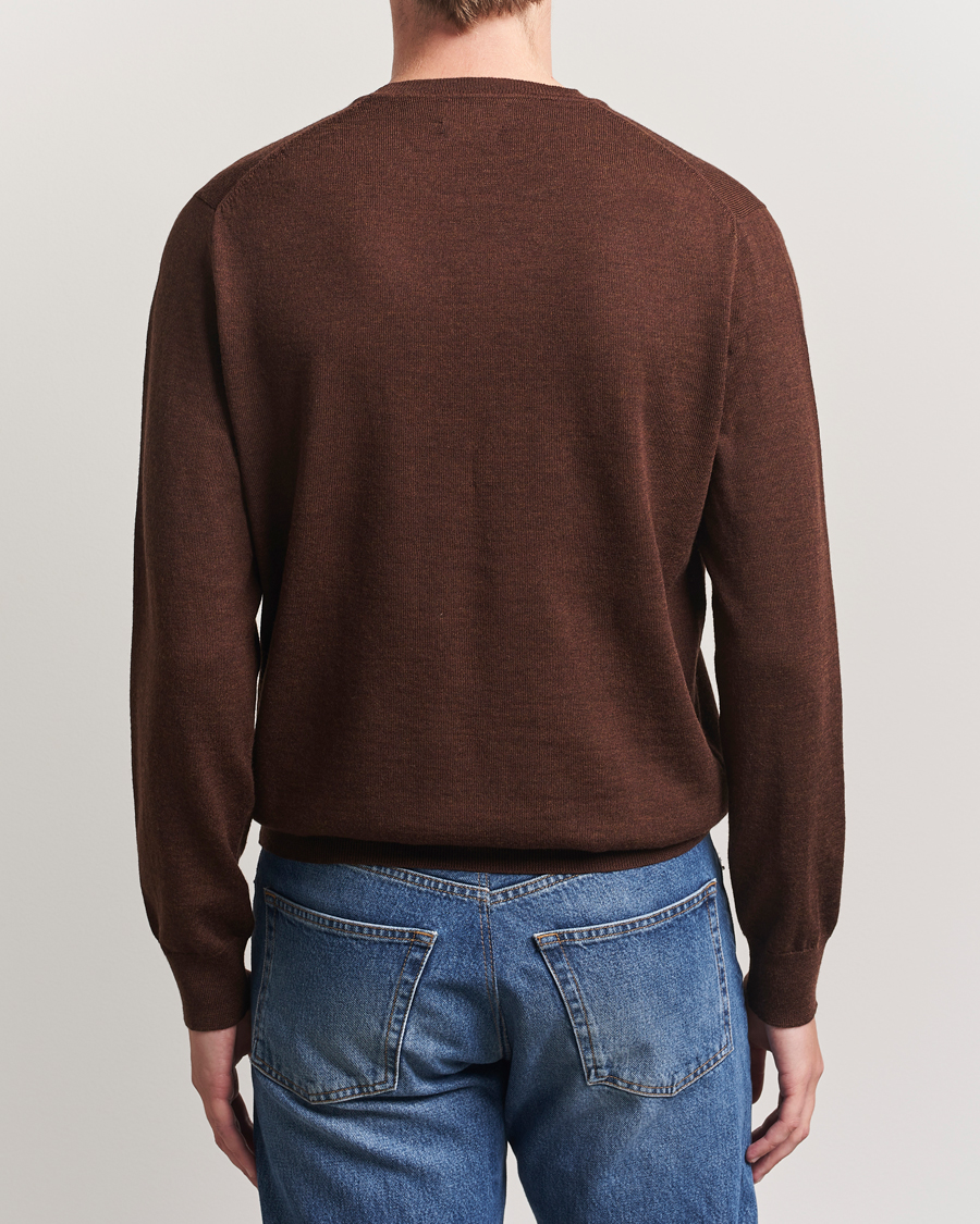 Men | Sweaters & Knitwear | Polo Ralph Lauren | Merino Crew Neck Pullover Burnt Brown Melange
