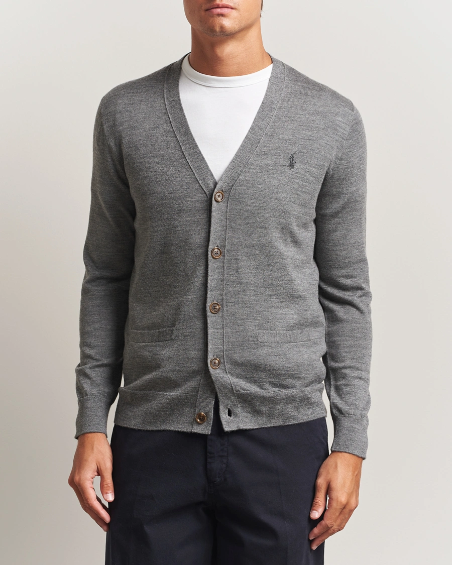 Men | Sweaters & Knitwear | Polo Ralph Lauren | Merino Knitted Cardigan Fawn Grey Heather