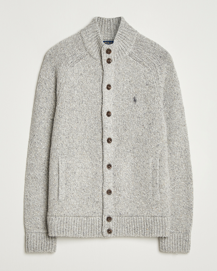 Men | Sweaters & Knitwear | Polo Ralph Lauren | Wool Blend Button Cardigan Grey Marl