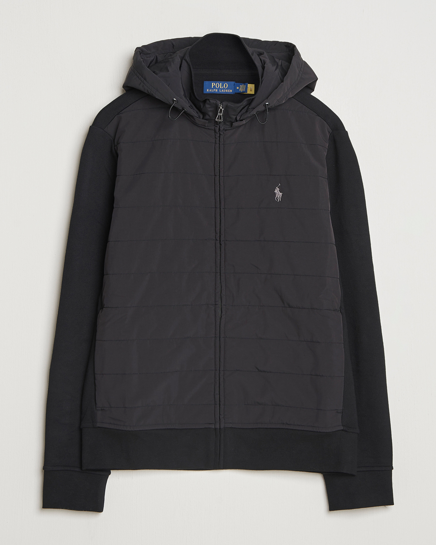 Men | Sweaters & Knitwear | Polo Ralph Lauren | Hybrid Jacquard Full Zip Hoodie Polo Black