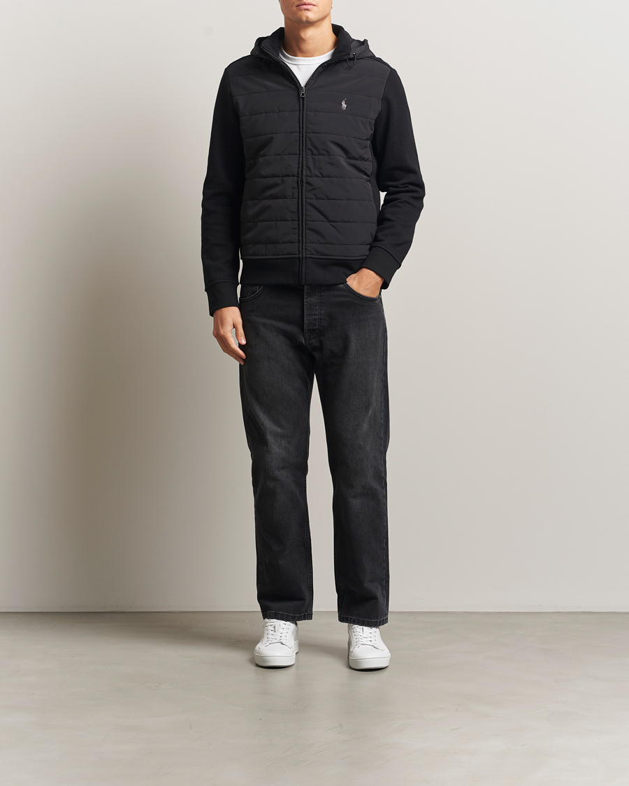 Men | Sweaters & Knitwear | Polo Ralph Lauren | Hybrid Jacquard Full Zip Hoodie Polo Black