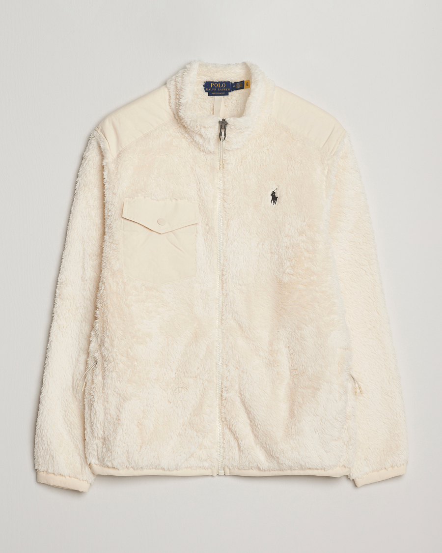 Men | Sweaters & Knitwear | Polo Ralph Lauren | Curly Hi-Pile Full Zip Andover Cream