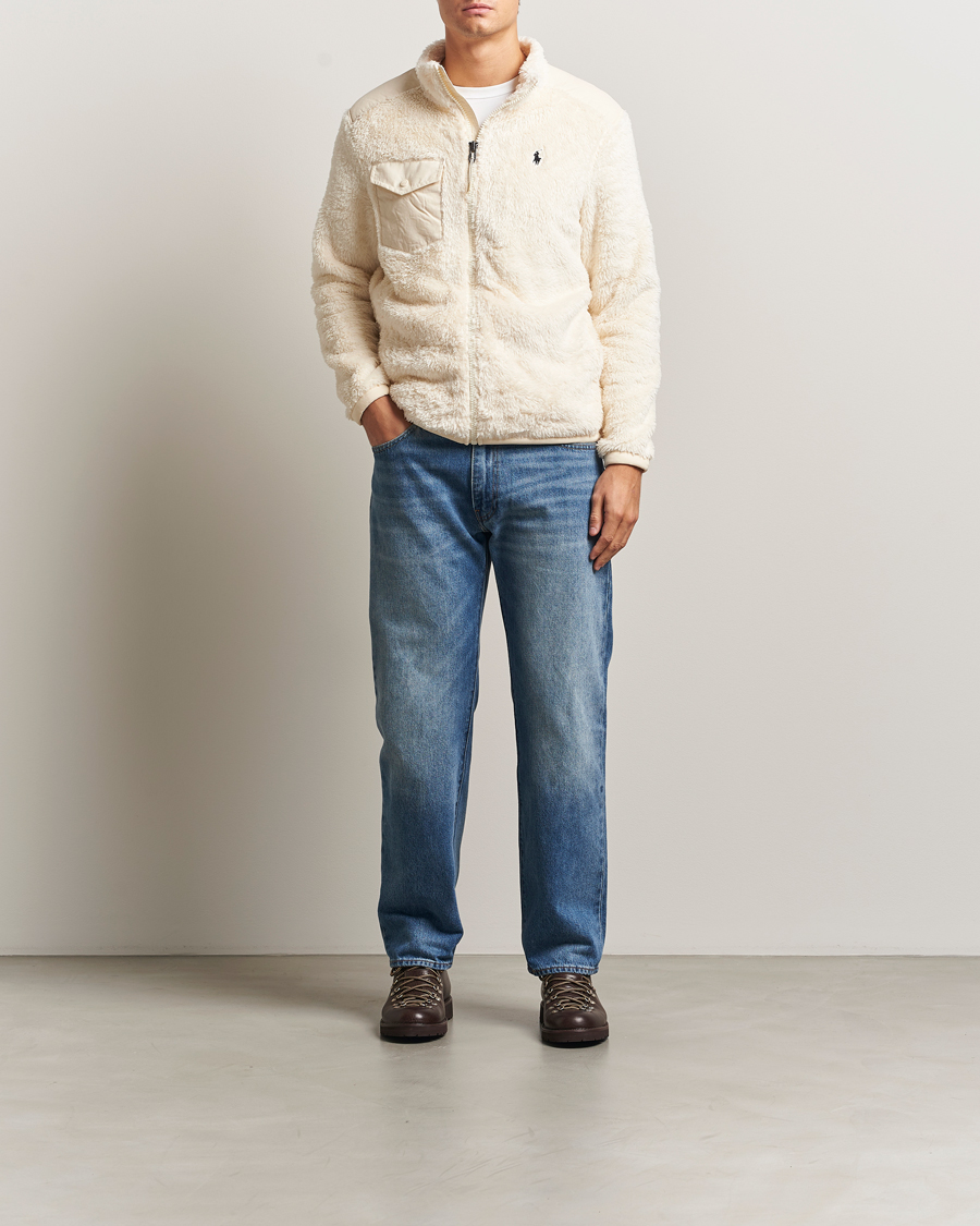 Men | Sweaters & Knitwear | Polo Ralph Lauren | Curly Hi-Pile Full Zip Andover Cream