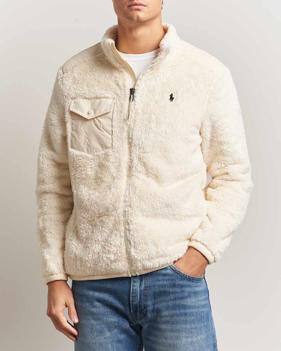 Men | Sweaters & Knitwear | Polo Ralph Lauren | Curly Hi-Pile Full Zip Andover Cream