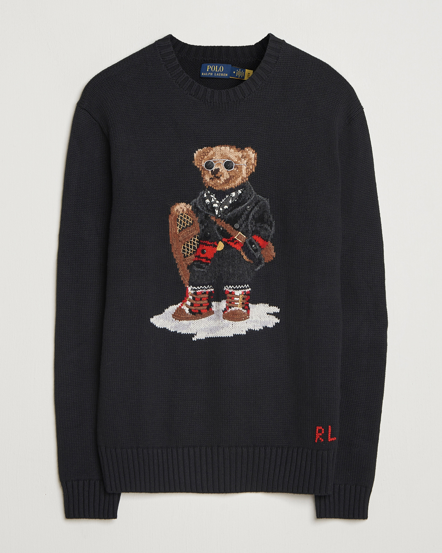 Men | Sweaters & Knitwear | Polo Ralph Lauren | Holiday Bear Cotton Sweater Polo Black