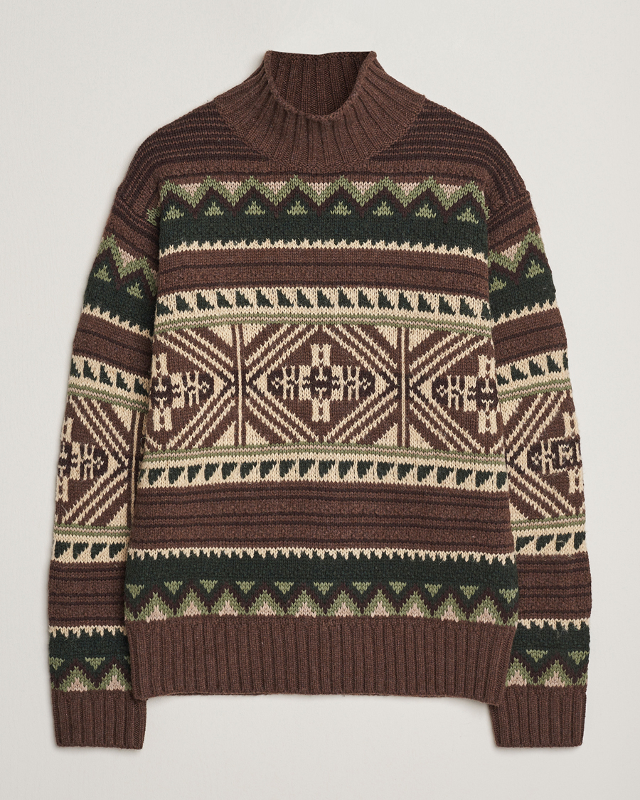 Men | Sweaters & Knitwear | Polo Ralph Lauren | Wool Cotton Blend Sweater Brown Combo