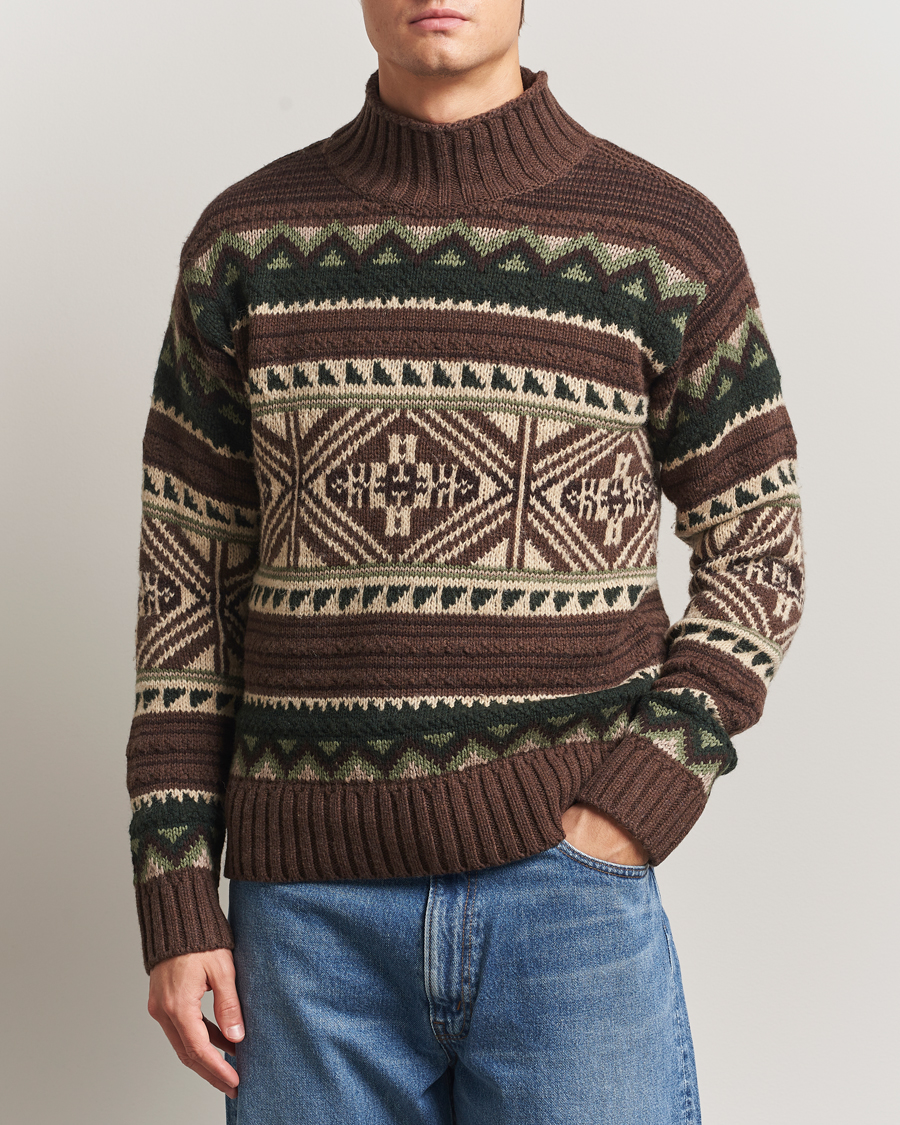 Men | Sweaters & Knitwear | Polo Ralph Lauren | Wool Cotton Blend Sweater Brown Combo
