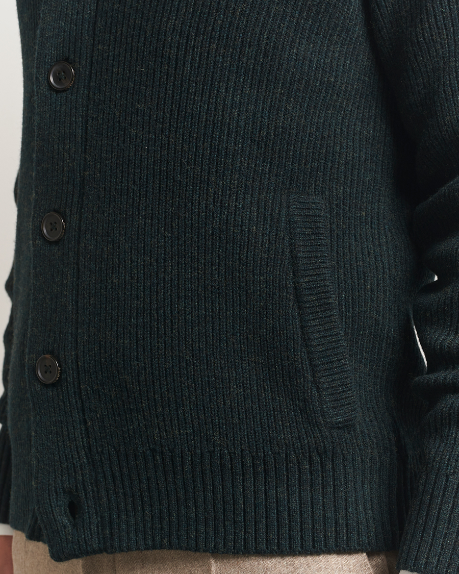 Men | Sweaters & Knitwear | Charles Tyrwhitt | Chunky Merino Shawl Neck Cardigan Forest Green