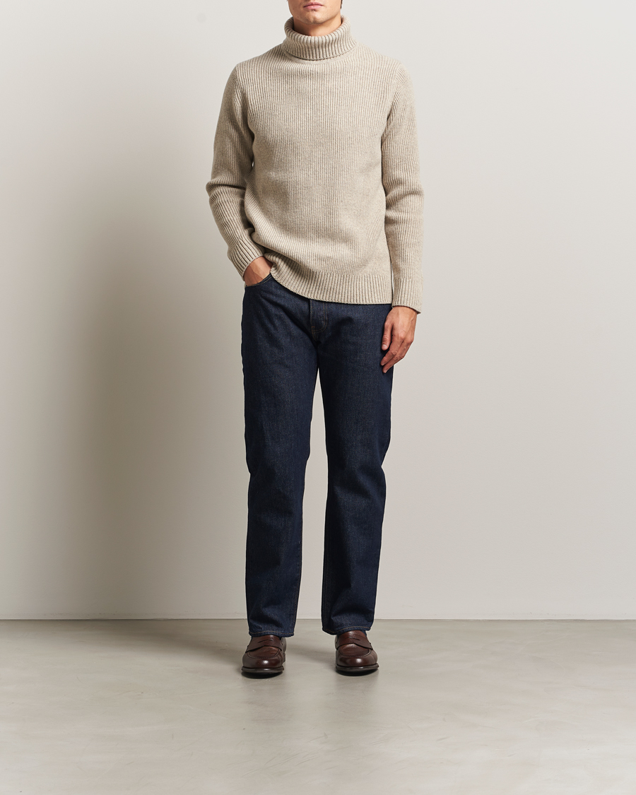 Men | Sweaters & Knitwear | Charles Tyrwhitt | Chunky Merino Roll Neck Oatmeal