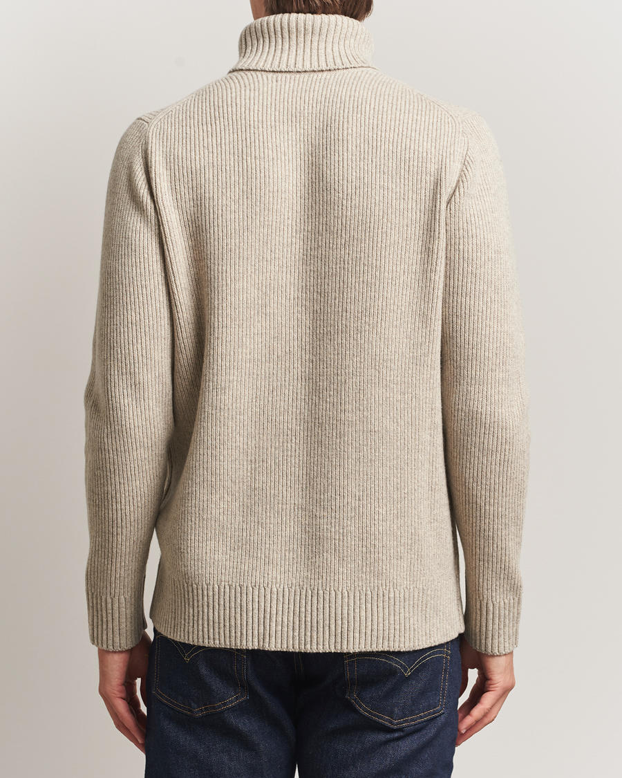 Men | Sweaters & Knitwear | Charles Tyrwhitt | Chunky Merino Roll Neck Oatmeal