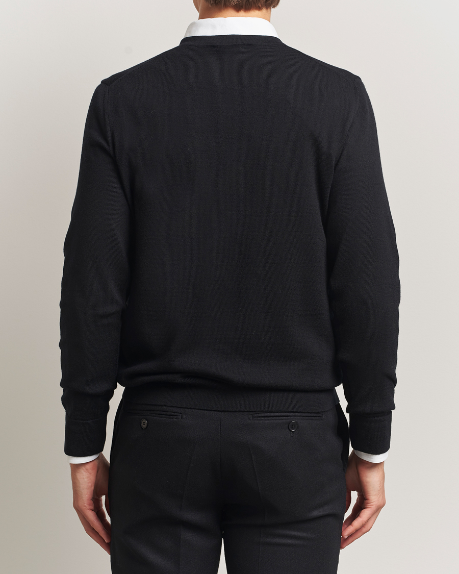 Men | Sweaters & Knitwear | Charles Tyrwhitt | Pure Merino V-Neck Jumper Black