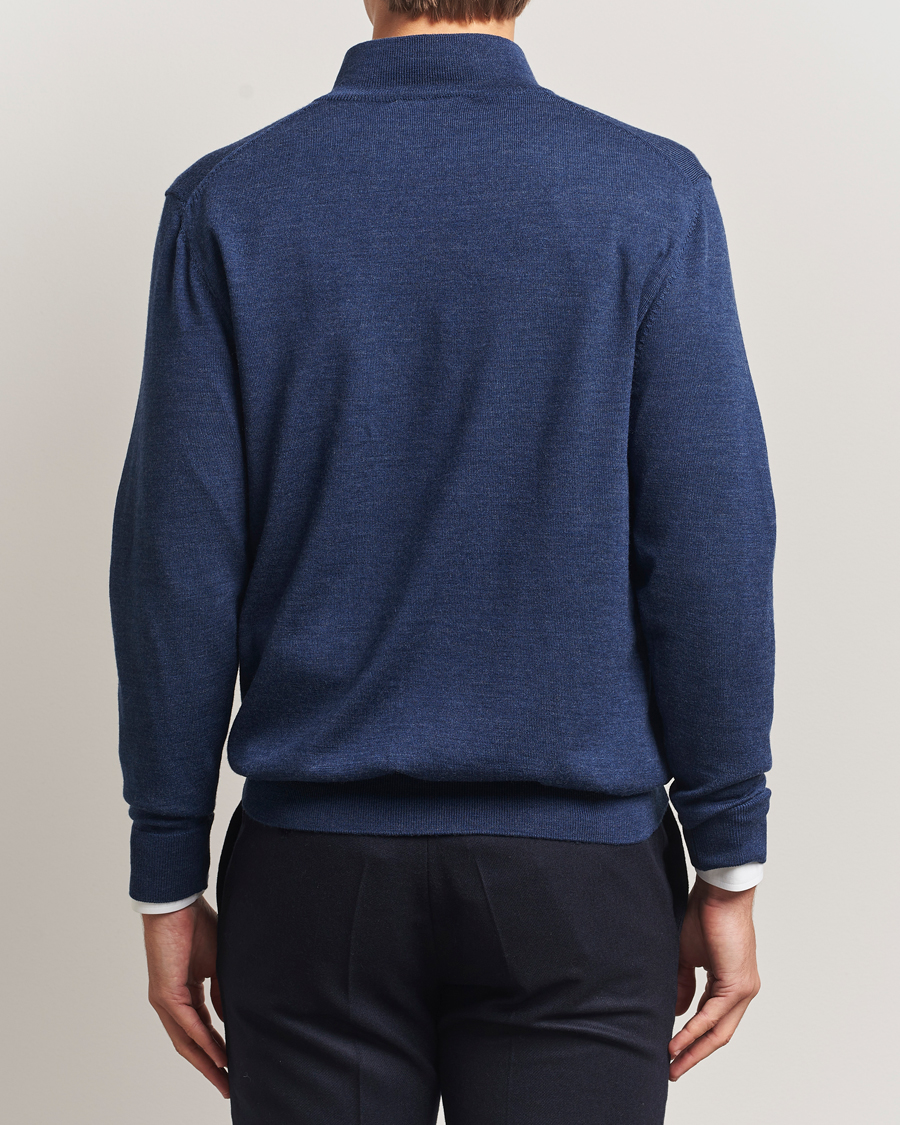Men | Sweaters & Knitwear | Charles Tyrwhitt | Pure Merino Zip Neck Jumper Ink Blue