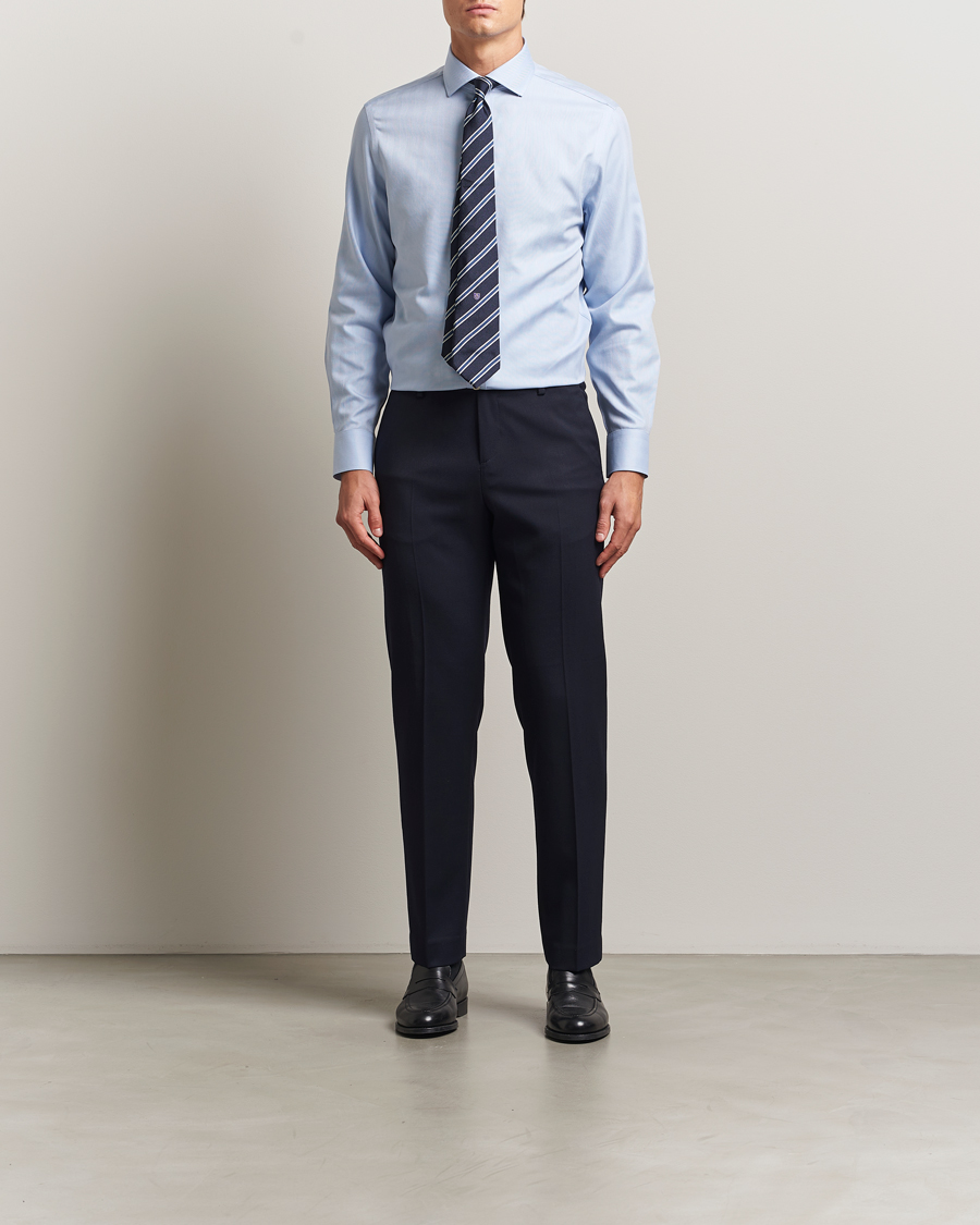Men | Shirts | Charles Tyrwhitt | Slim Fit Non Iron Herringbone Cut Away Shirt Sky