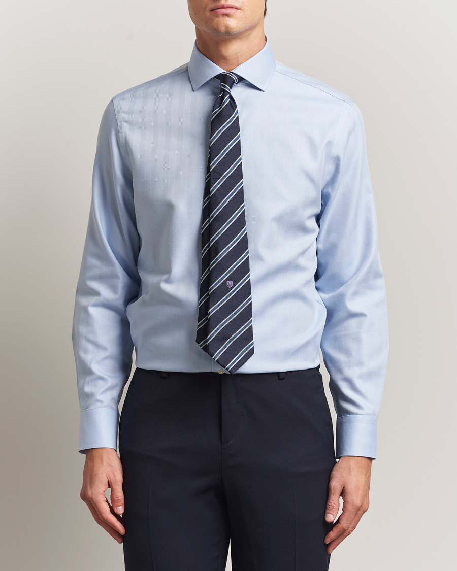 Men | Shirts | Charles Tyrwhitt | Slim Fit Non Iron Herringbone Cut Away Shirt Sky