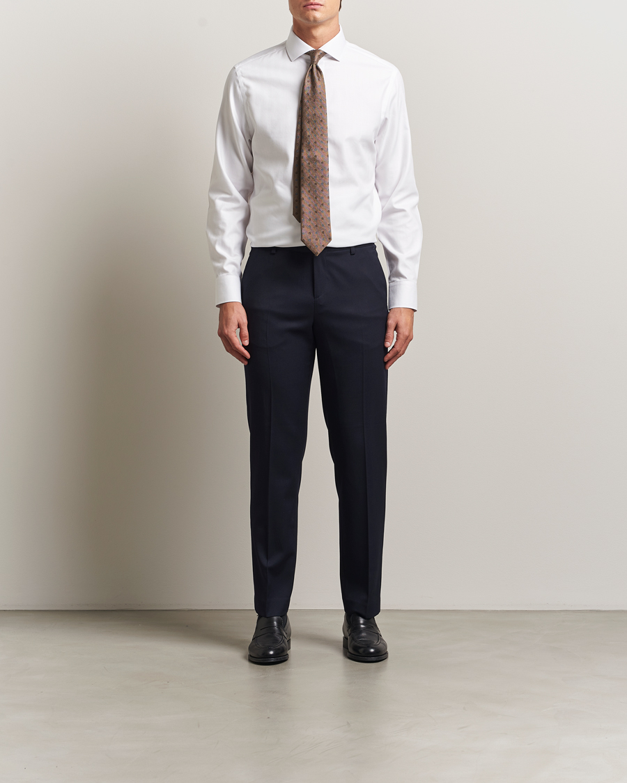 Men | Shirts | Charles Tyrwhitt | Slim Fit Non Iron Herringbone Cut Away Shirt White
