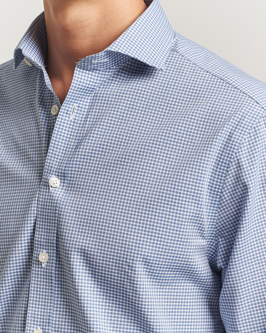 Men | Shirts | Charles Tyrwhitt | Slim Fit Non Iron Poplin Gingham Shirt Royal Blue