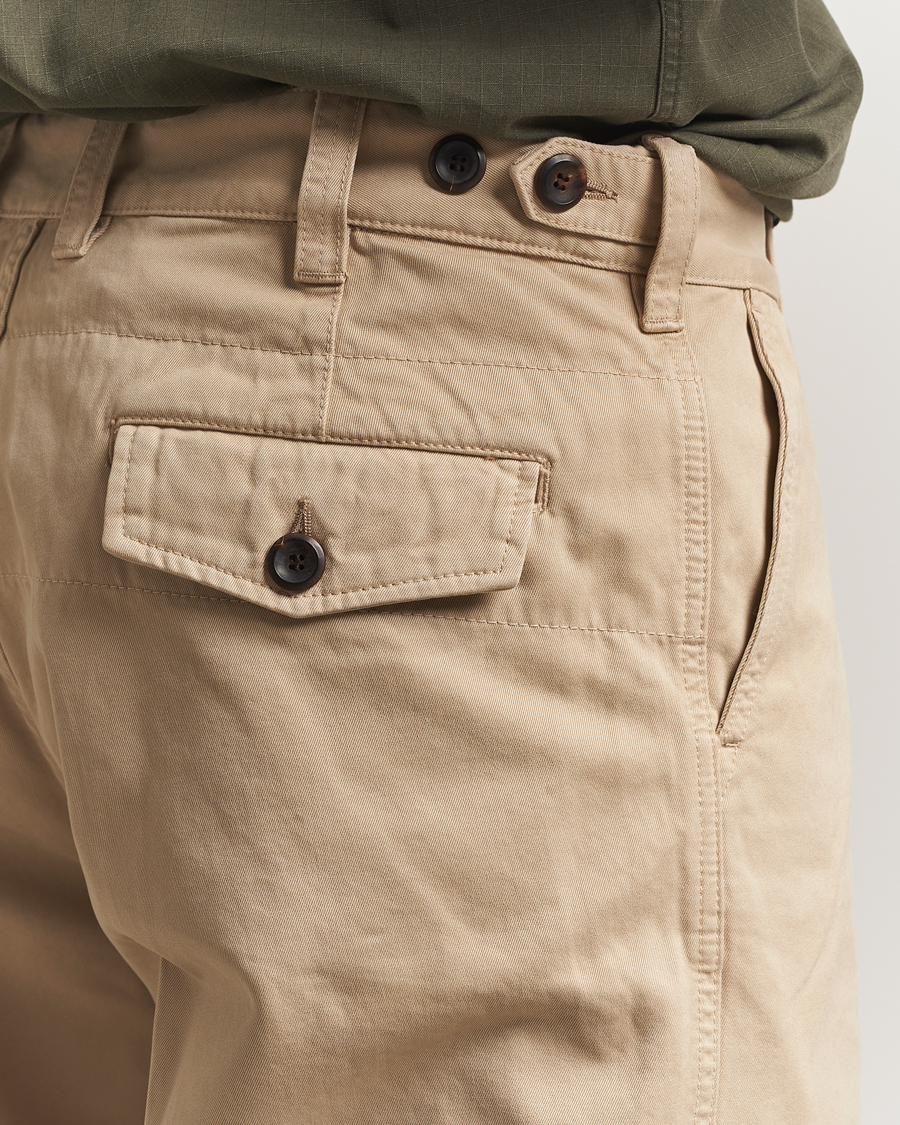 Men | Trousers | Drake's | Peached Flat Front Cotton Chino Beige
