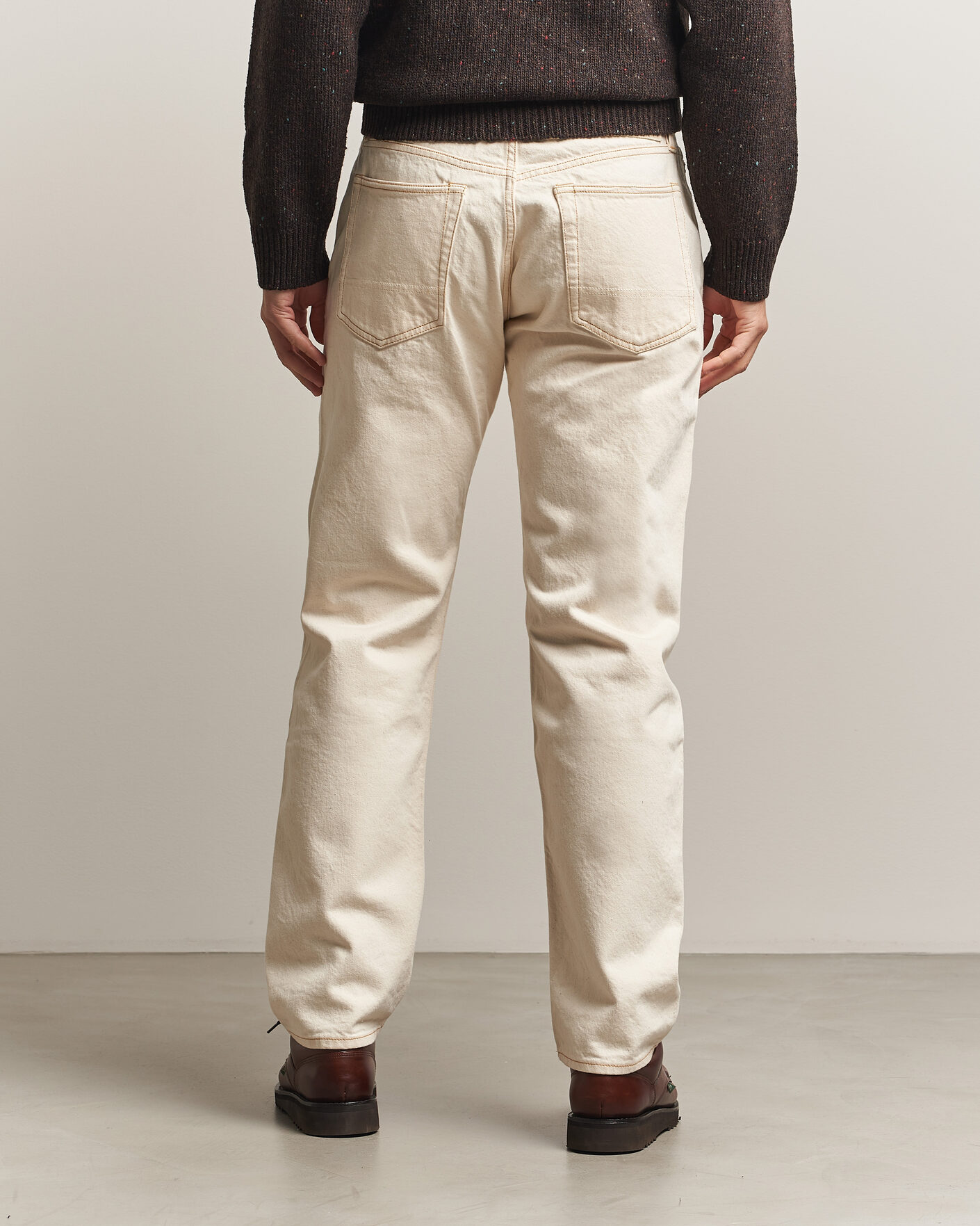 Men | Jeans | Drake's | 5-Pocket Heavy Cotton Jeans Ecru