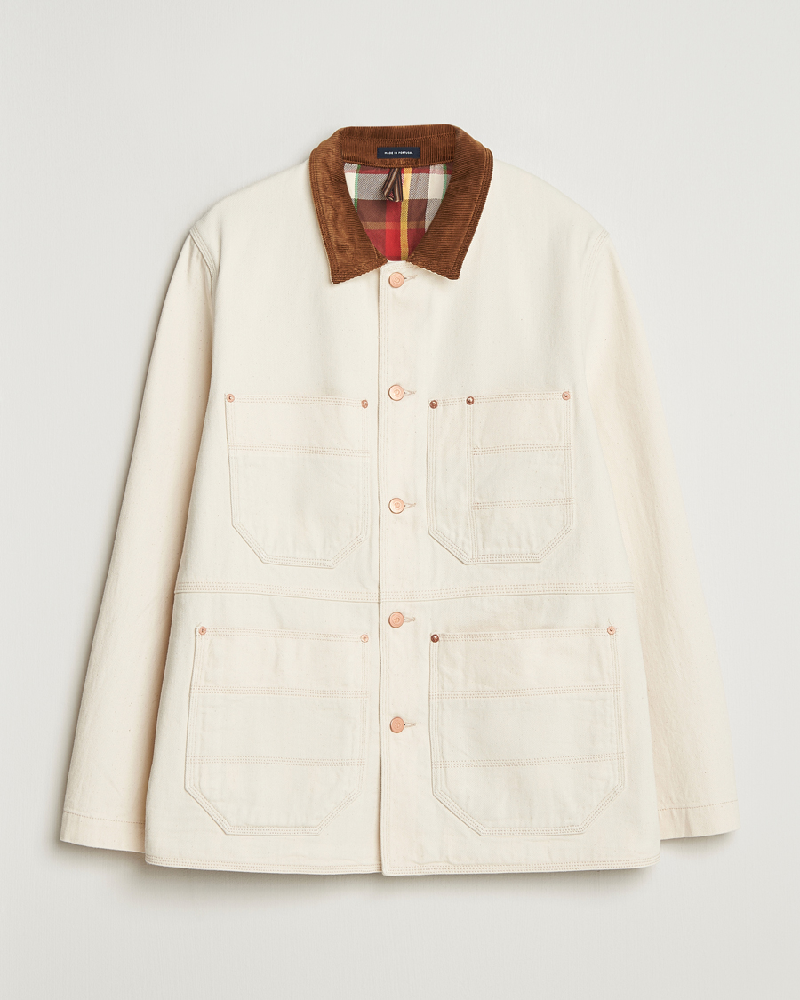 Men | Coats & Jackets | Drake's | Denim Welder Jacket Ecru