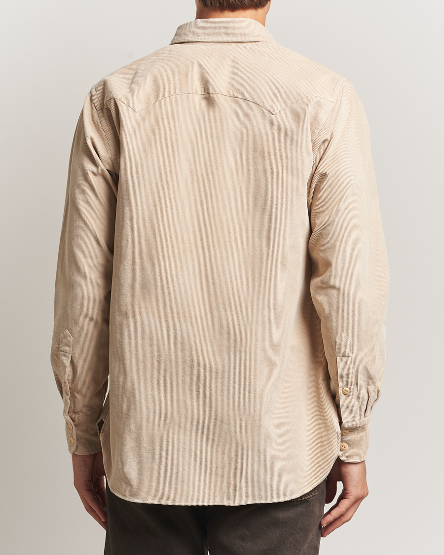 Men | Shirts | Drake's | Fine Corduroy Work Shirt Ecru
