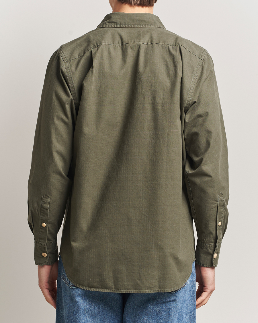 Men | Shirts | Drake's | Ripstop Work Shirt Green