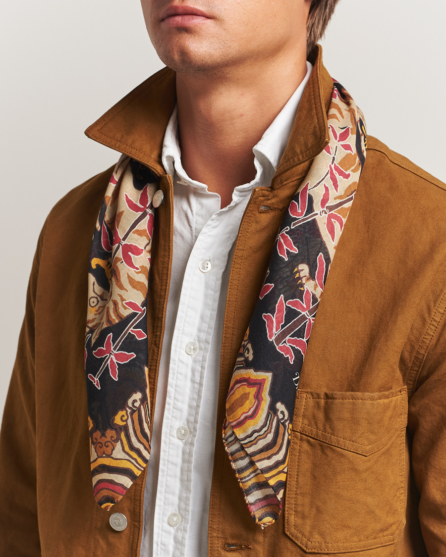 Men | Dress Scarves | Drake's | Tiger Bandana Black