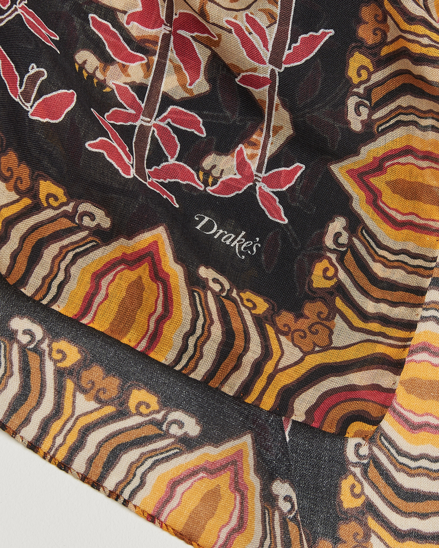Men | Dress Scarves | Drake's | Tiger Bandana Black