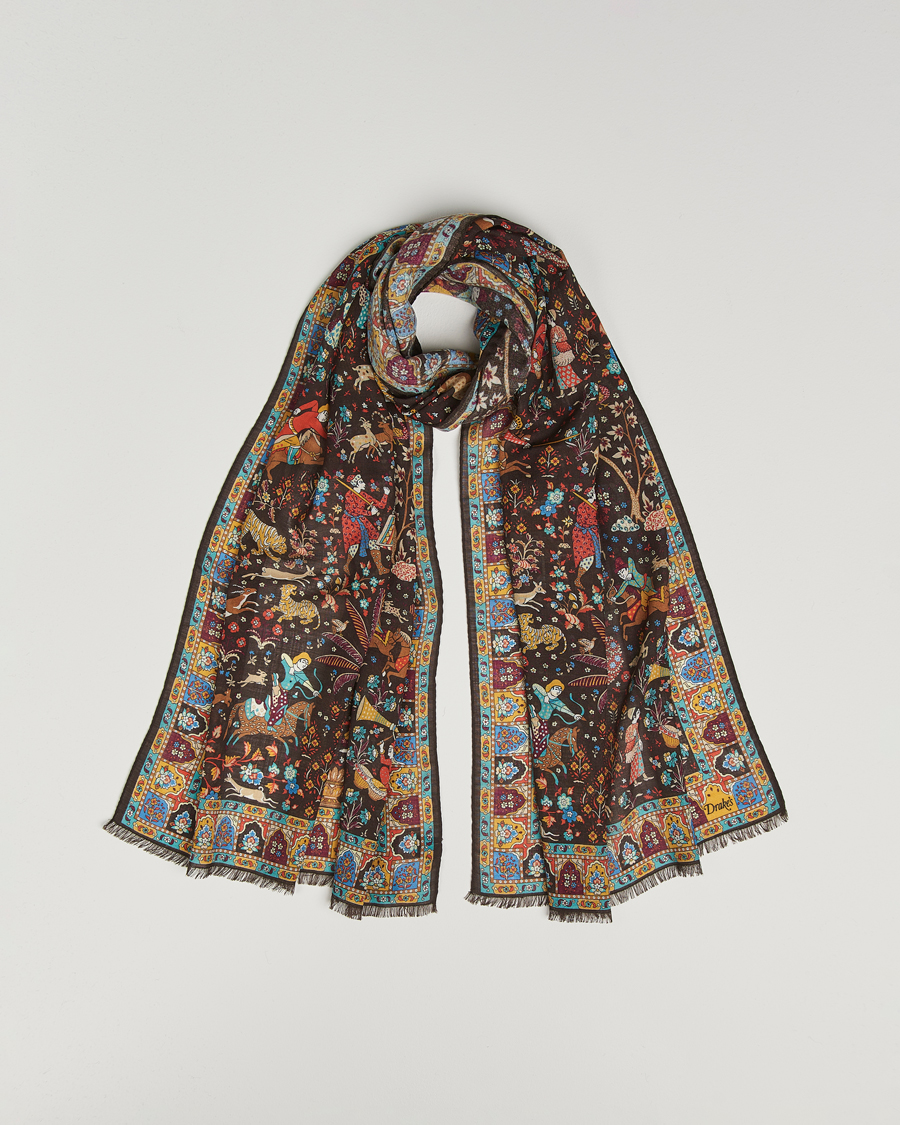 Men | Dress Scarves | Drake's | Mogul Garden Scarf Brown