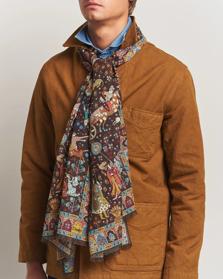 Men | Dress Scarves | Drake's | Mogul Garden Scarf Brown