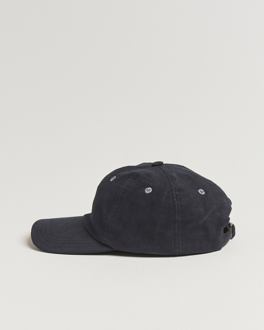 Men | Hats & Caps | Drake's | Horse Applique Moleskin Baseball Cap Navy