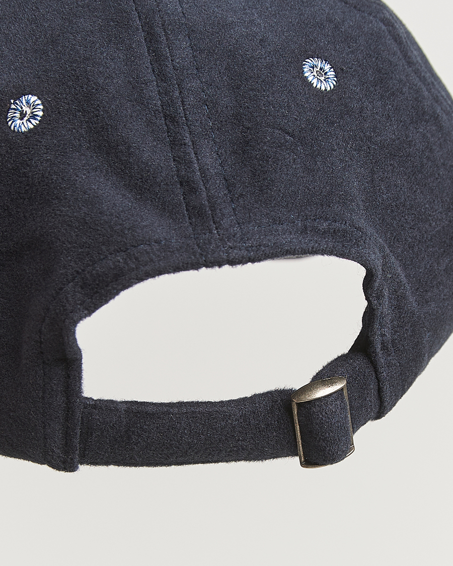 Men | Hats & Caps | Drake's | Horse Applique Moleskin Baseball Cap Navy