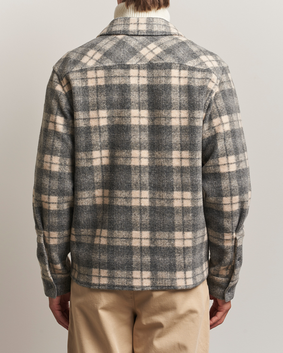 Men | Shirts | Moncler | Wool Zip Overshirt Grey Check