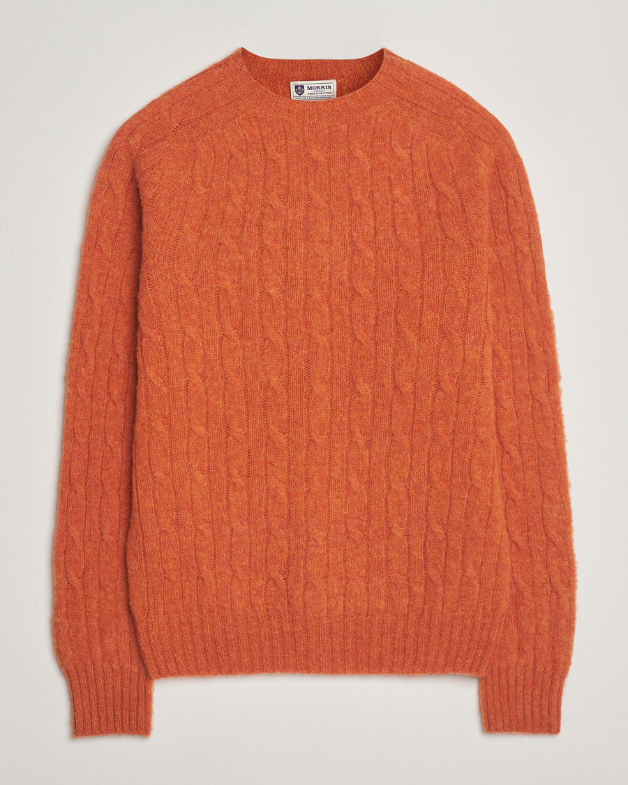 Men | Sweaters & Knitwear | Morris | Brushed Cable Sweater Orange
