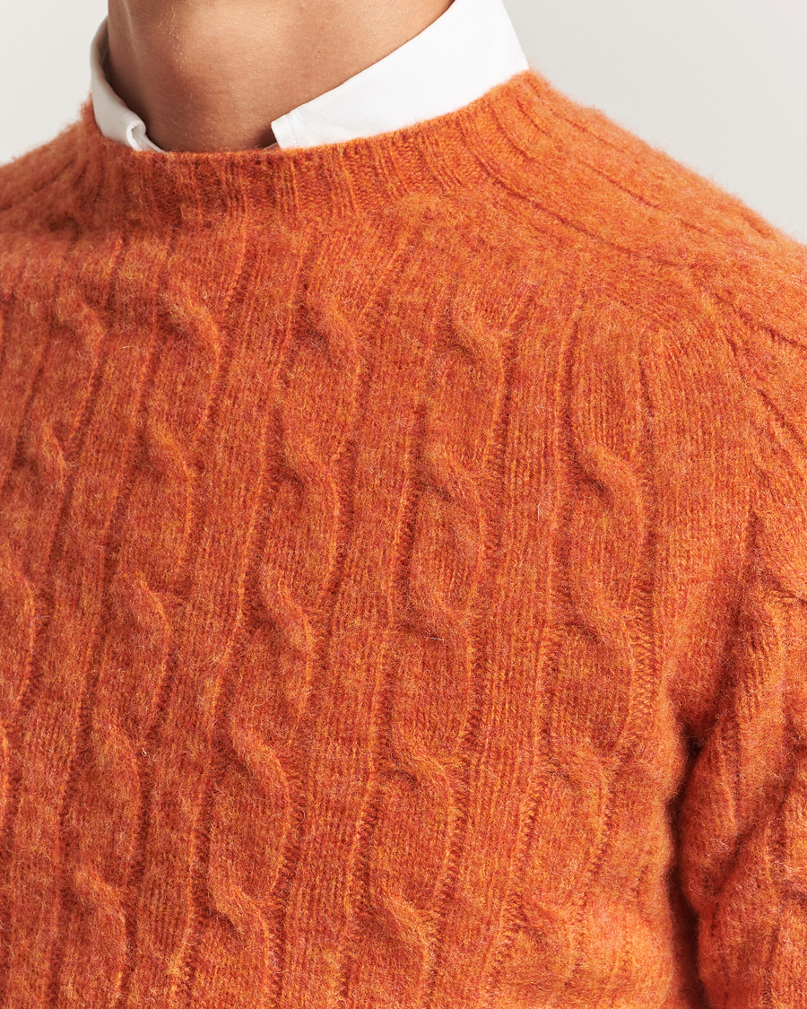 Men | Sweaters & Knitwear | Morris | Brushed Cable Sweater Orange