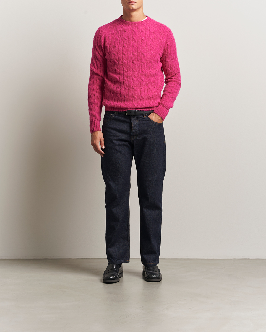 Men | Sweaters & Knitwear | Morris | Brushed Cable Sweater Pink