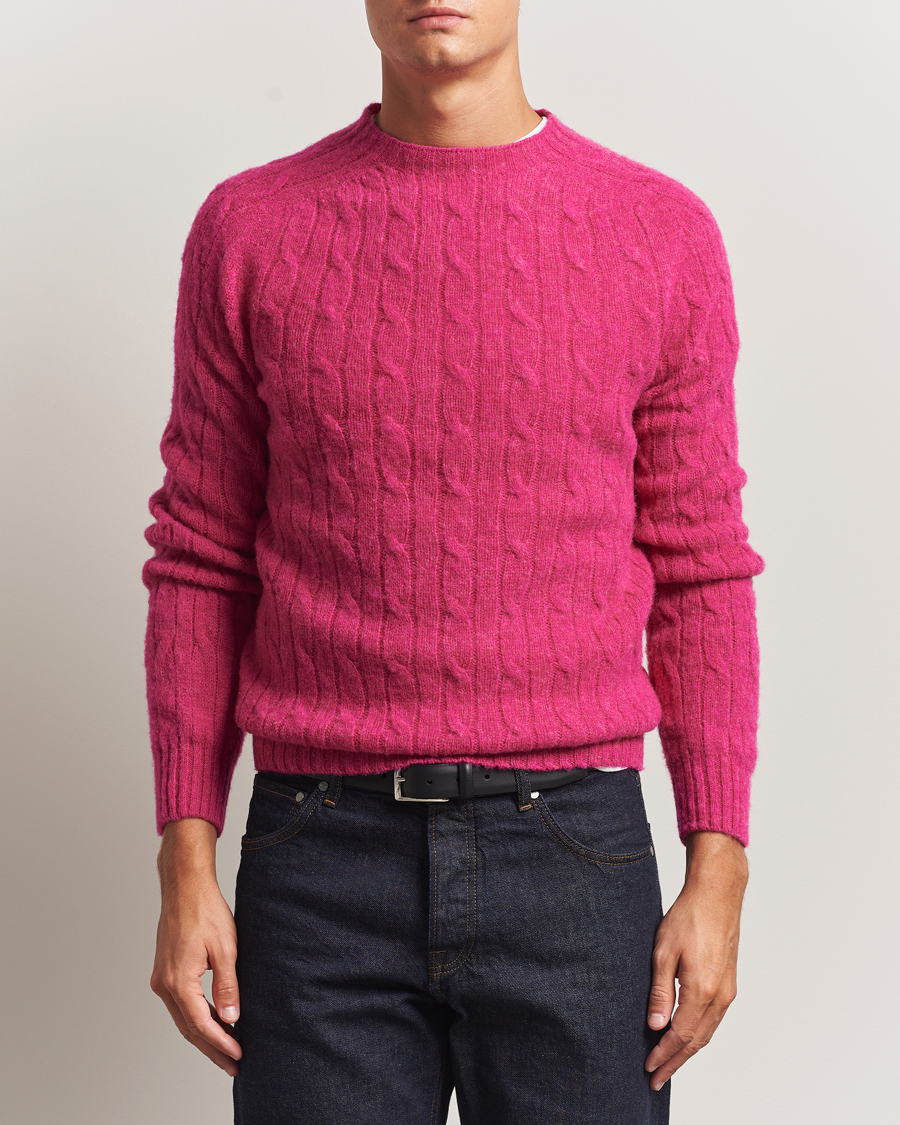 Men | Sweaters & Knitwear | Morris | Brushed Cable Sweater Pink