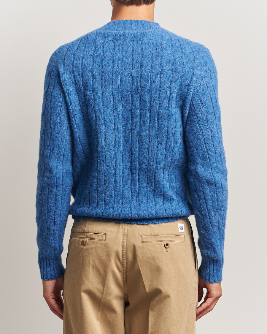 Men | Sweaters & Knitwear | Morris | Brushed Cable Sweater Blue