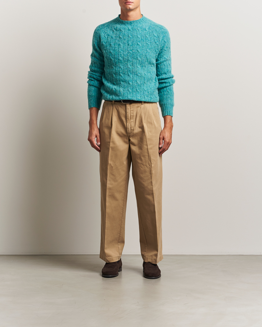 Men | Sweaters & Knitwear | Morris | Brushed Cable Sweater Green