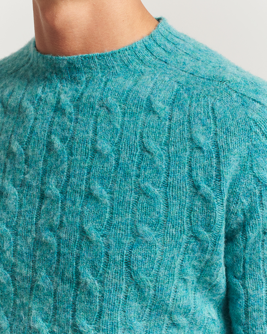 Men | Sweaters & Knitwear | Morris | Brushed Cable Sweater Green