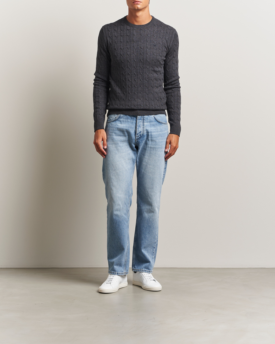 Men | Sweaters & Knitwear | Morris | Merino Cable O-Neck Grey