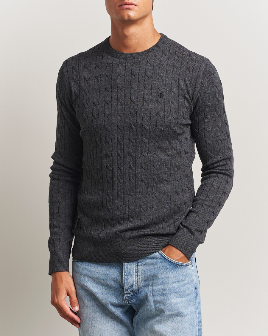 Men | Sweaters & Knitwear | Morris | Merino Cable O-Neck Grey